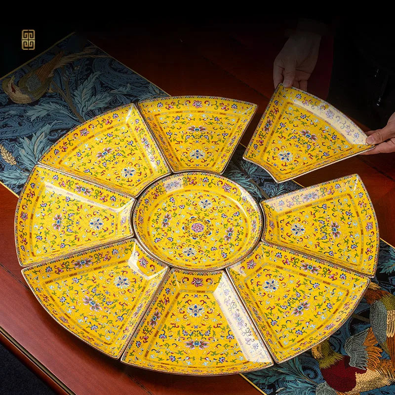 Creative Enamel Colored Ceramic Dinner Plate Set Chinese