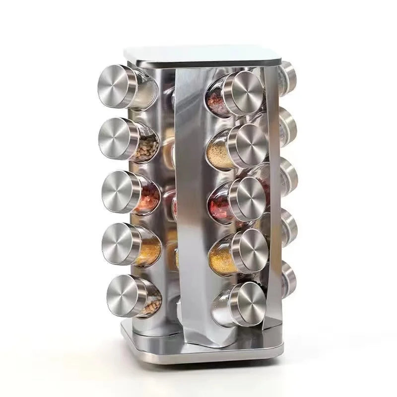 Stainless Steel Glass rotating seasoning set | Yazijico™