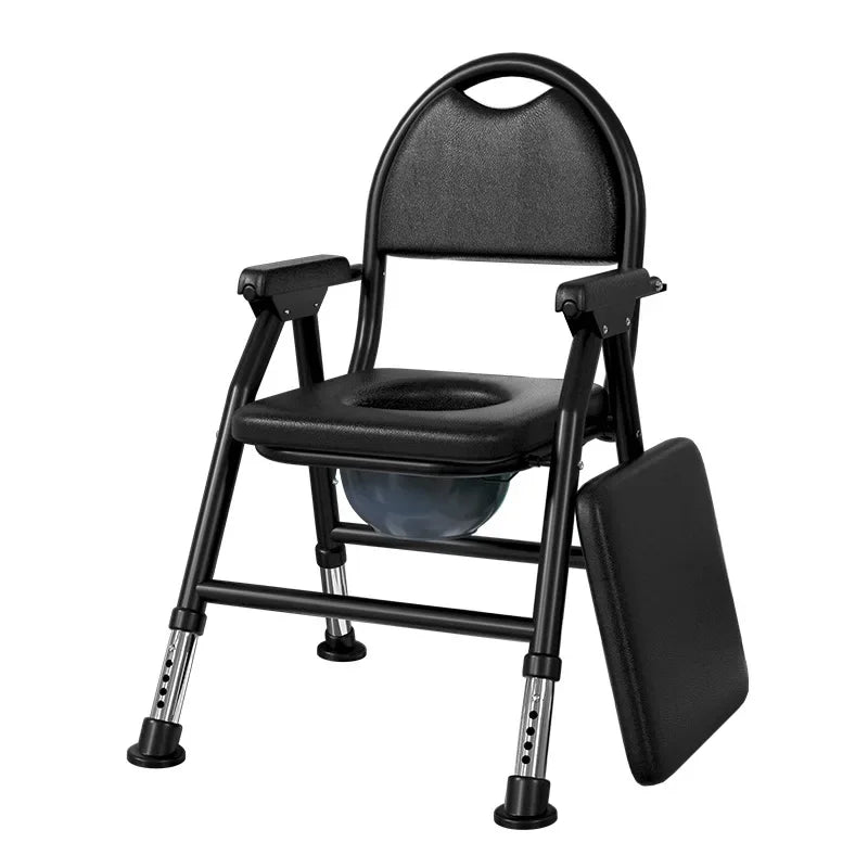 Foldable Toilet Seat Chair Adjustable Soft Adult Commode Portable Heavy Duty For Elderly Pregnant Removable No-Slip Feet