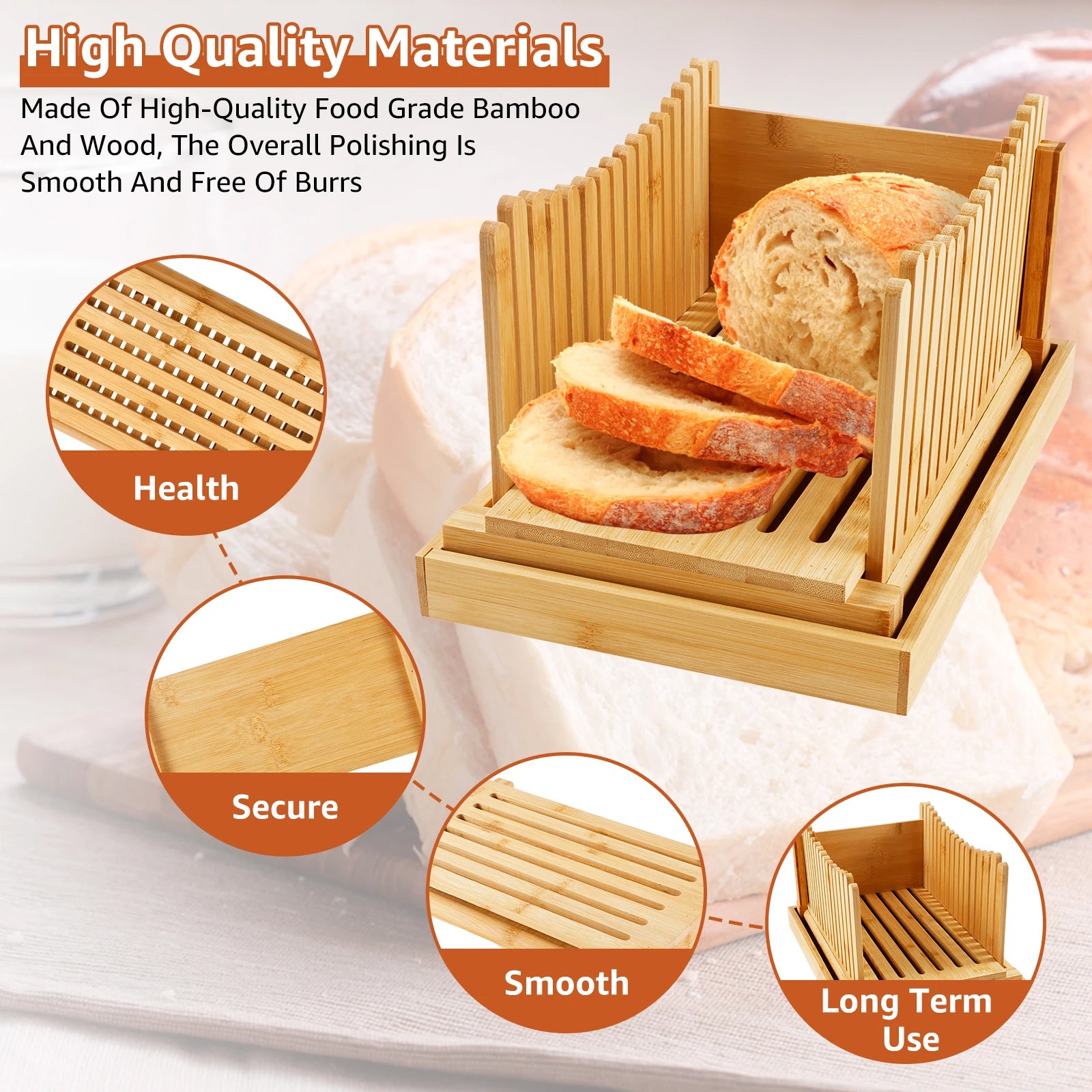 Yazijico™ Bamboo Bread Slicer Foldable Toast Bread - Yazijico™