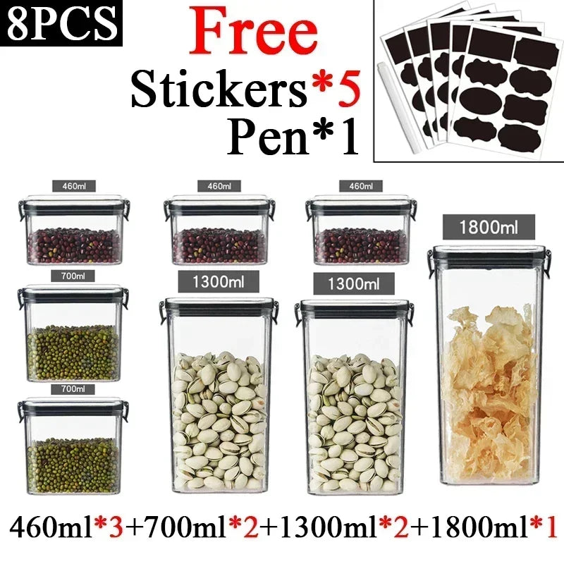 Food Storage Containers Set White Lid Kitchen