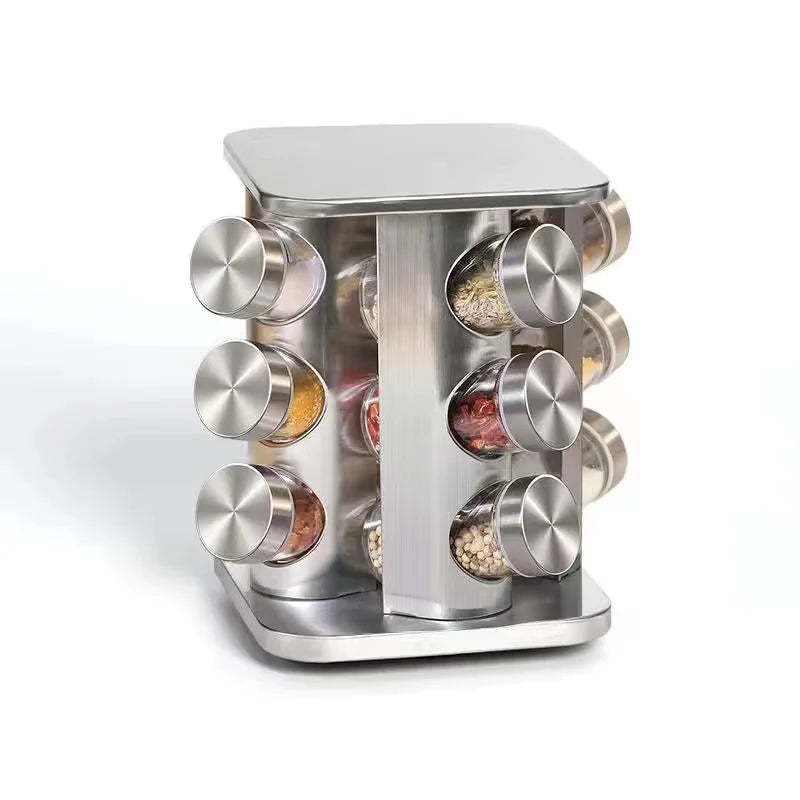 Stainless Steel Glass rotating seasoning set | Yazijico™