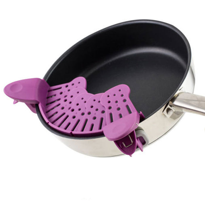 Silicone Clip-on Pan Pot Strainer Anti-spill