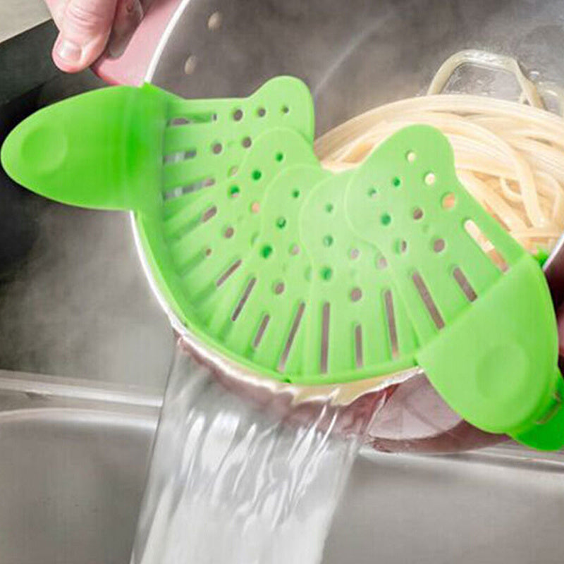Silicone Clip-on Pan Pot Strainer Anti-spill