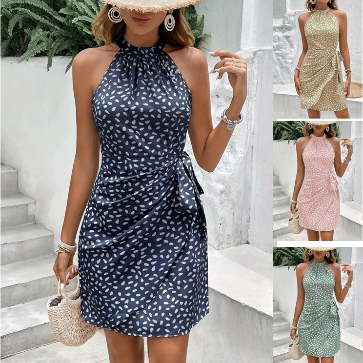 Summer Halterneck Dress With Tied-waist
