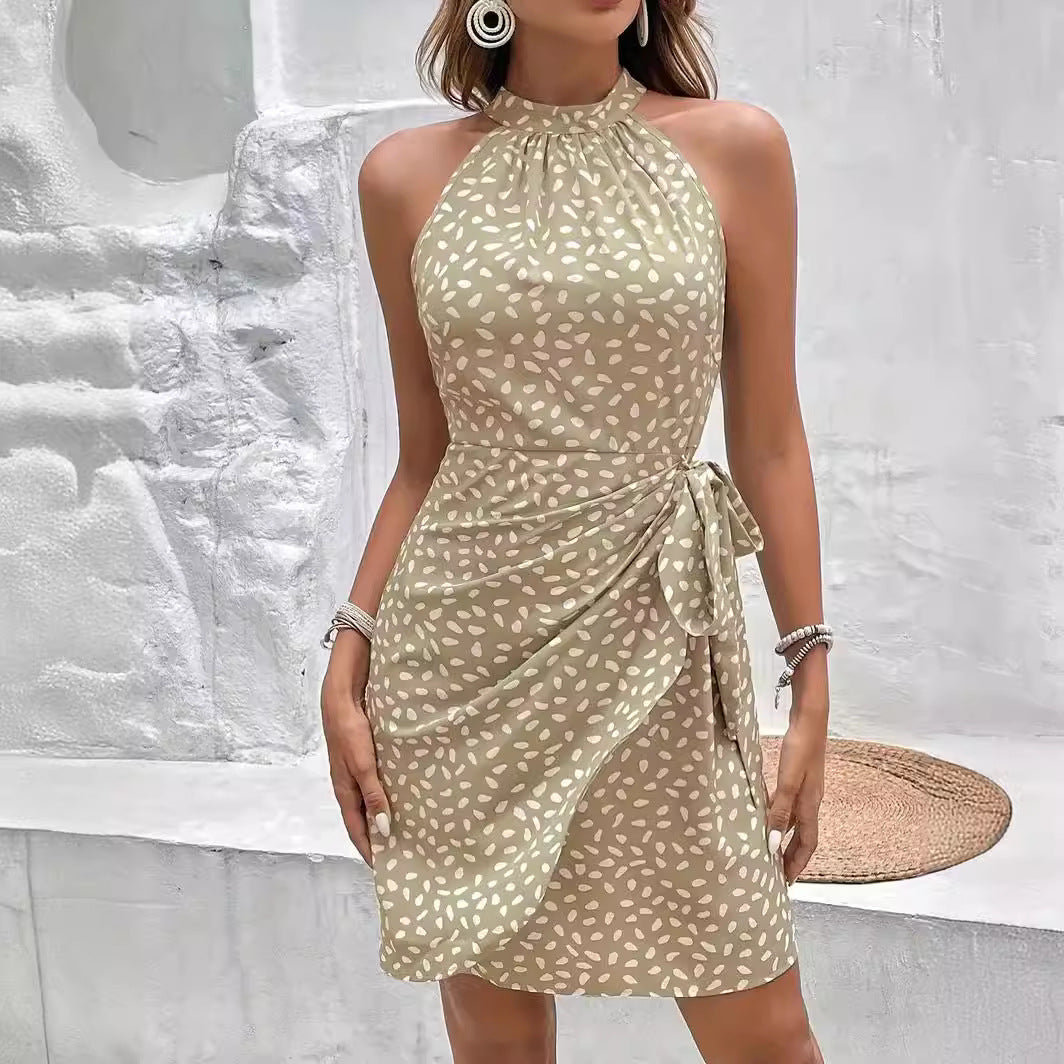 Summer Halterneck Dress With Tied-waist
