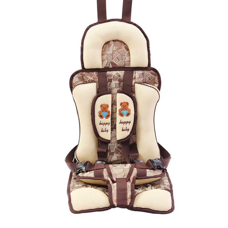 Baby car seat with teddy bear design on a white background