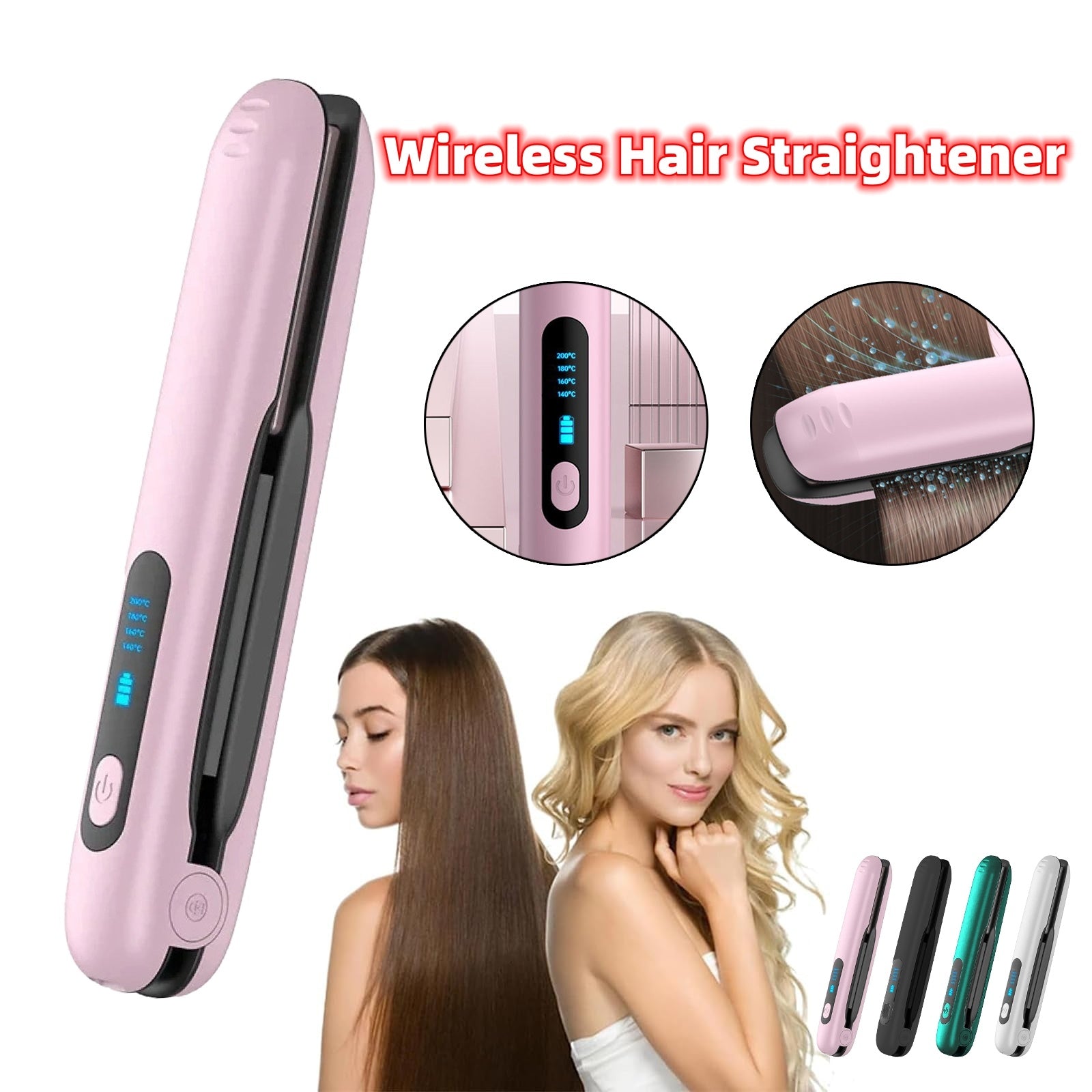 Wireless Hair Straightener Flat Iron Mini