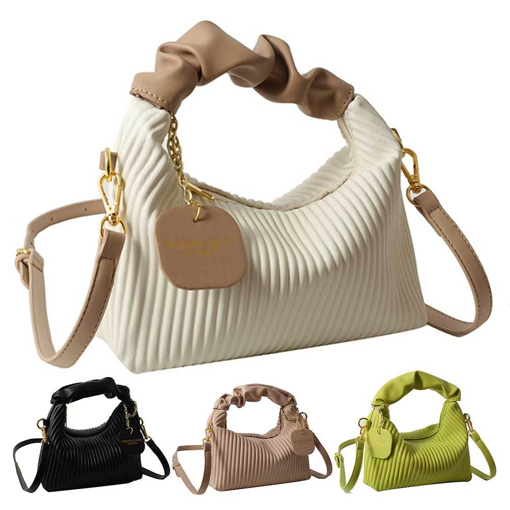 Women Fashion Crossbody Bag PU Leather Pleated