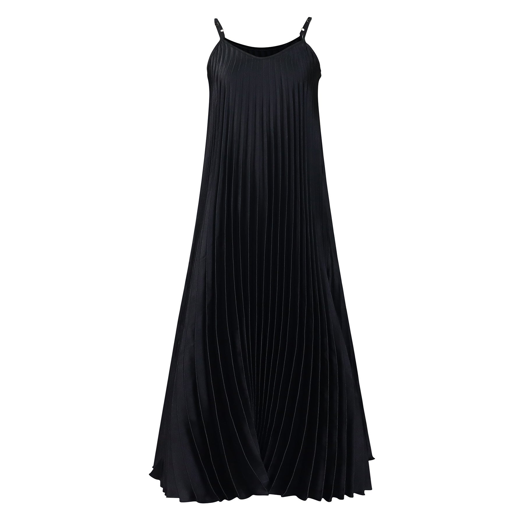 Black pleated dress on a white background
