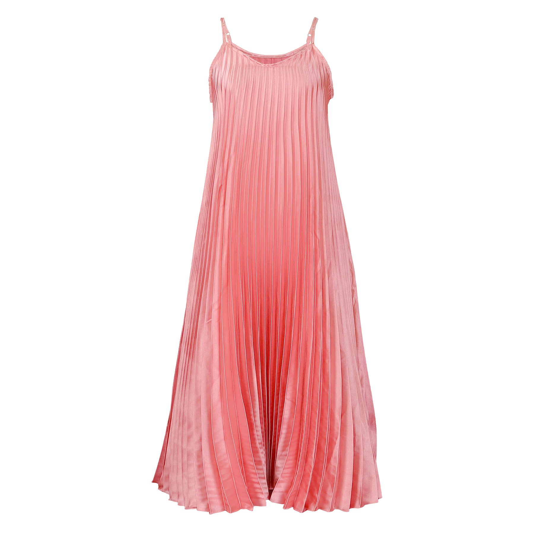 Pink pleated dress on a white background