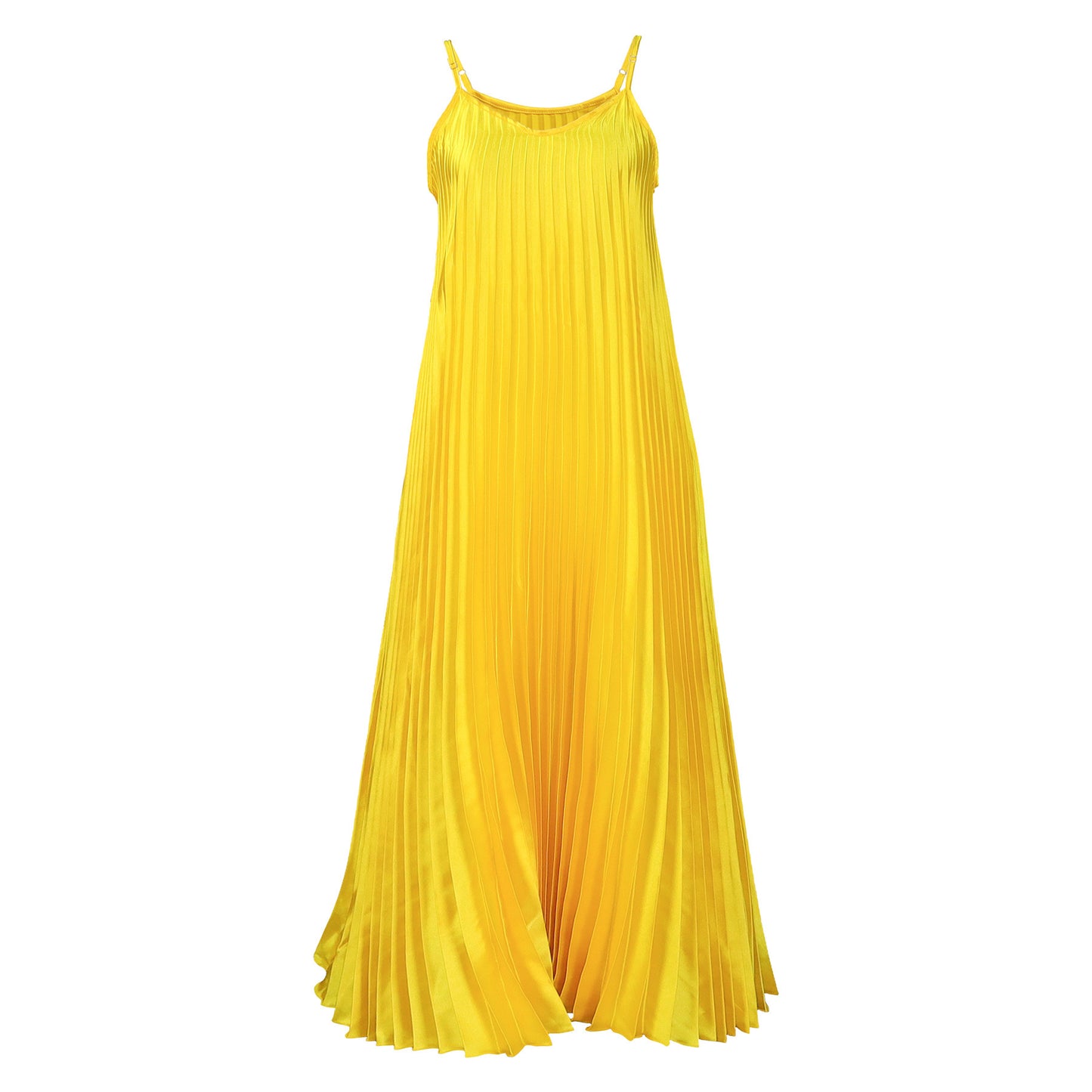 Yellow pleated dress on a white background