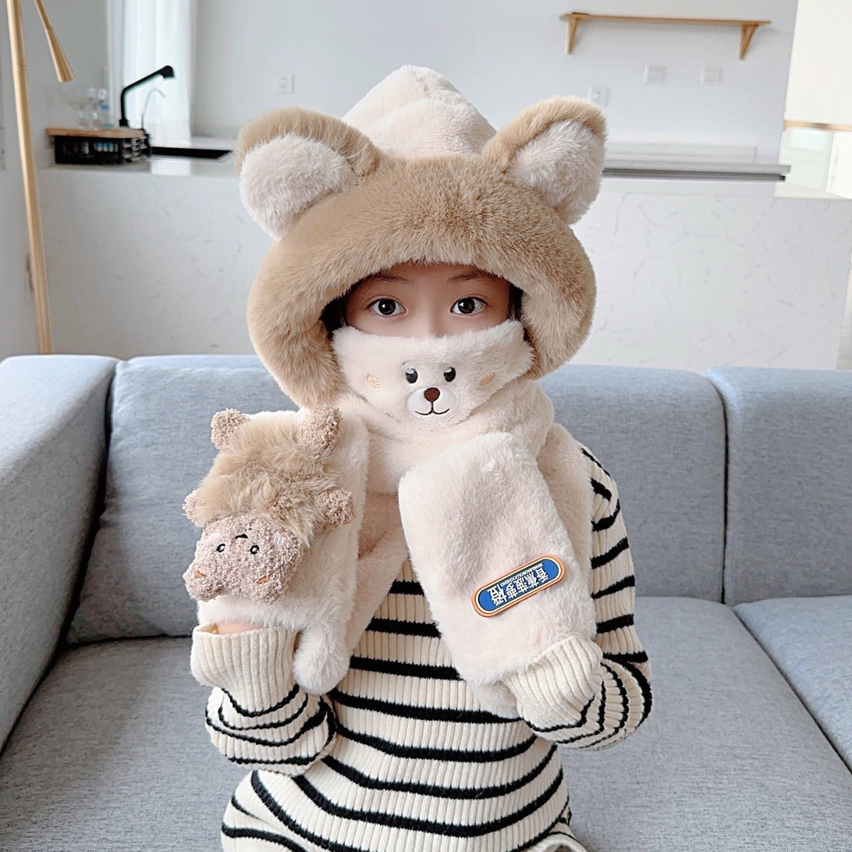 Children's Hat Scarf Gloves One-piece Hat | Yazijico™