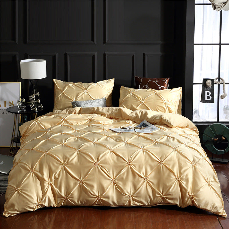 -piece solid color bed sheet duvet cover
