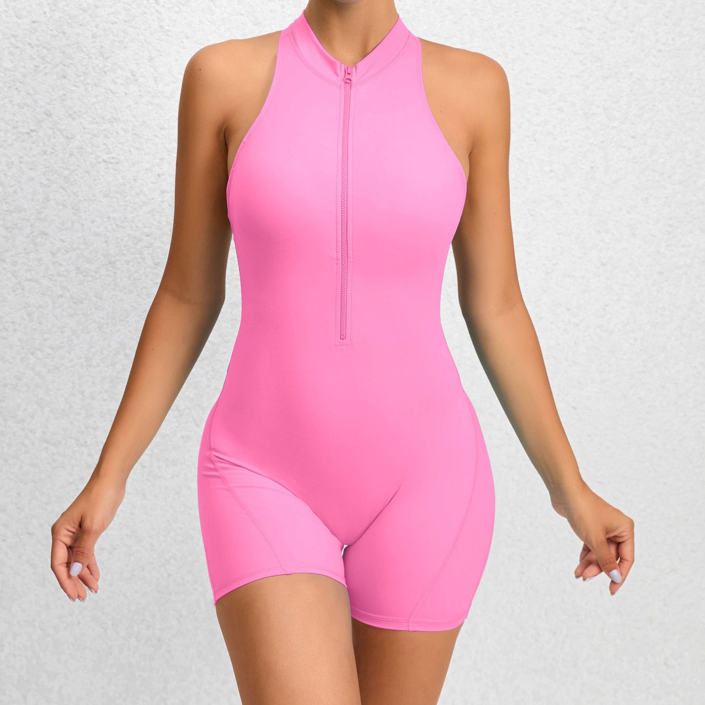 Zippered Yoga Fitness Shorts Jumpsuit Sleeveless Yazijico™