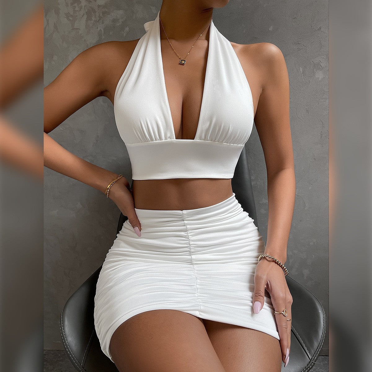 Dress Suits Halter Lace-up Hip Top | Yazijico™