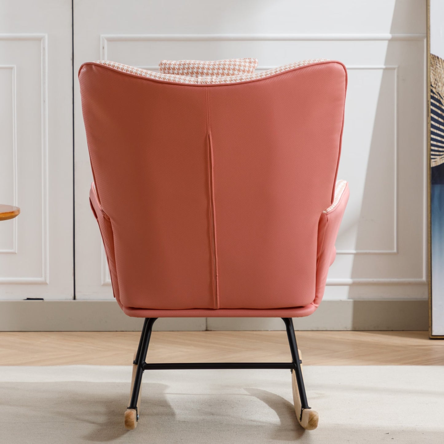 Rocking Chair, Soft Houndstooth Fabric Leather | Yazijico™