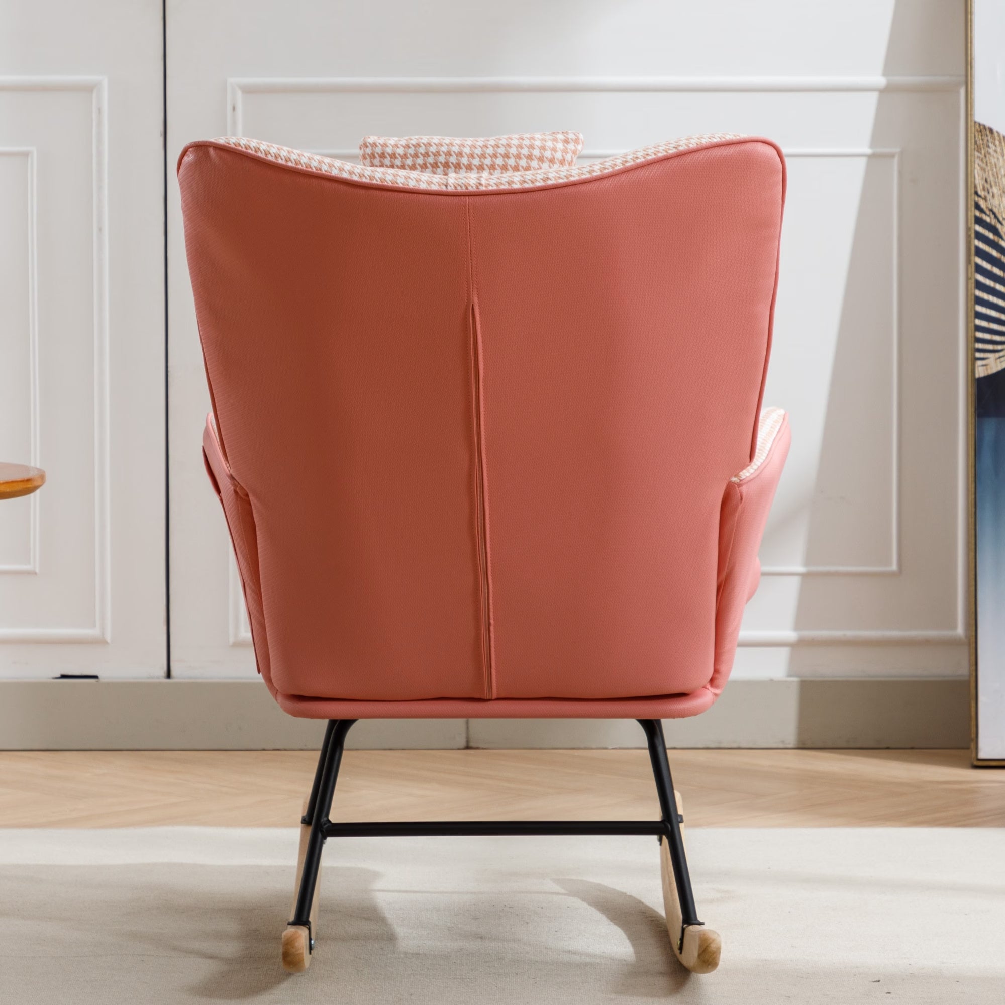 Rocking Chair, Soft Houndstooth Fabric Leather  | Yazijico™
