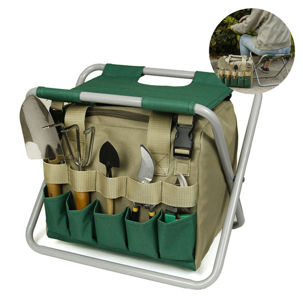 Gardening Stool With Tote Bag Tools Set Organizer  Yazijico™