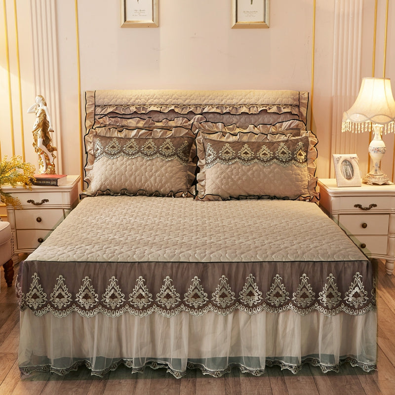 quilted lace bed skirt bed liner