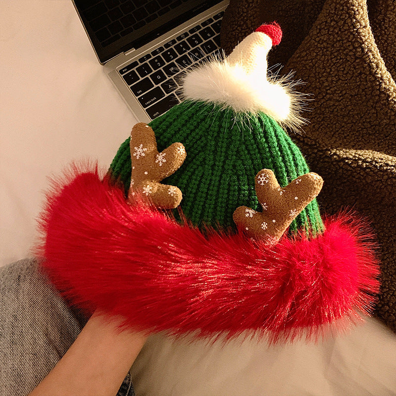 Christmas Antlers Plush Bonnet Children | Yazijico™