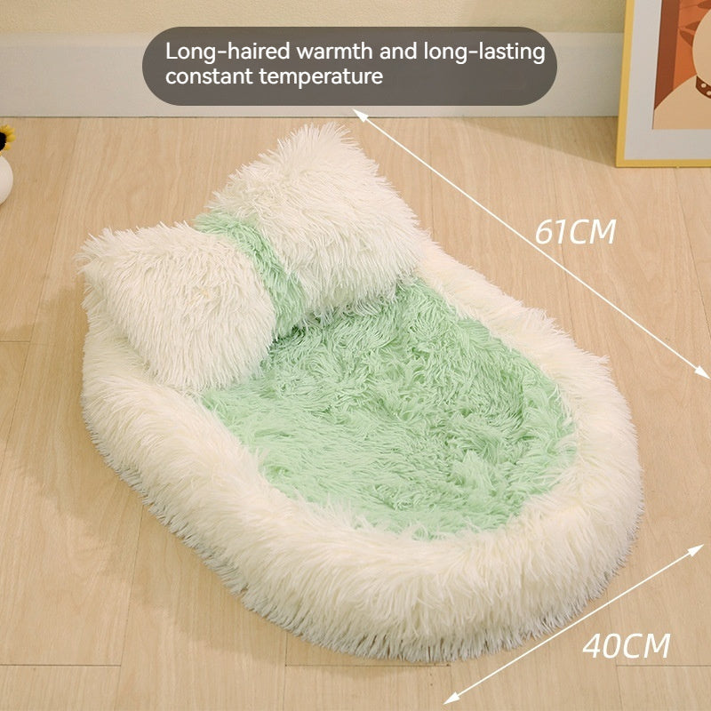 Long Wool Oval Plus Quilt Pets Bed | Yazijico™