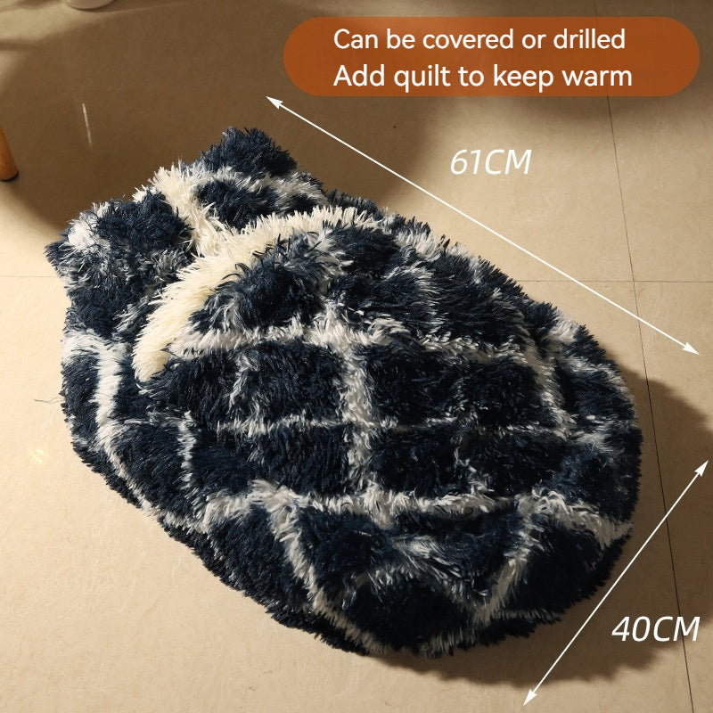 Long Wool Oval Plus Quilt Pets Bed | Yazijico™