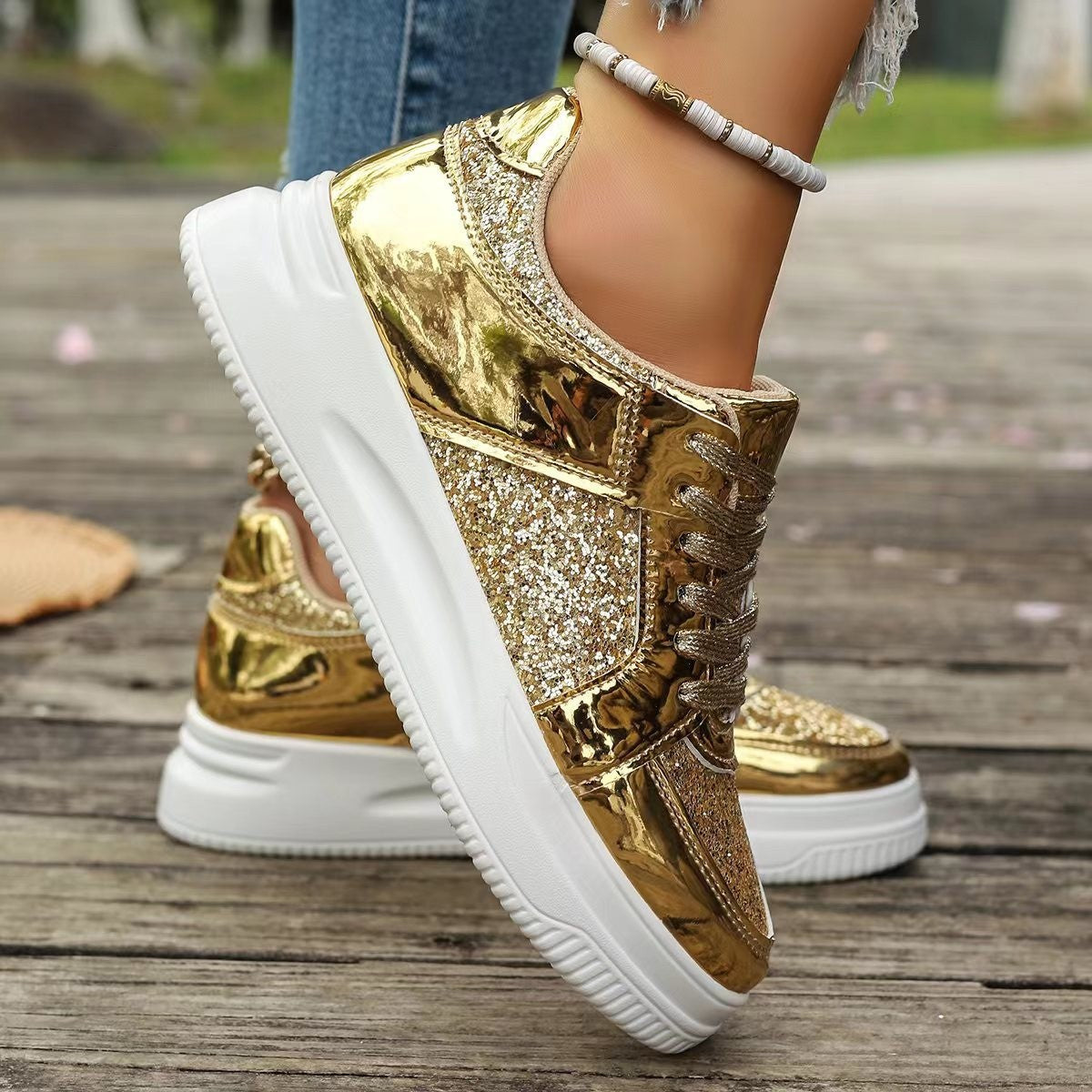 Sneakers Shoes With Sequin Design Casual Sports | Yazijico™