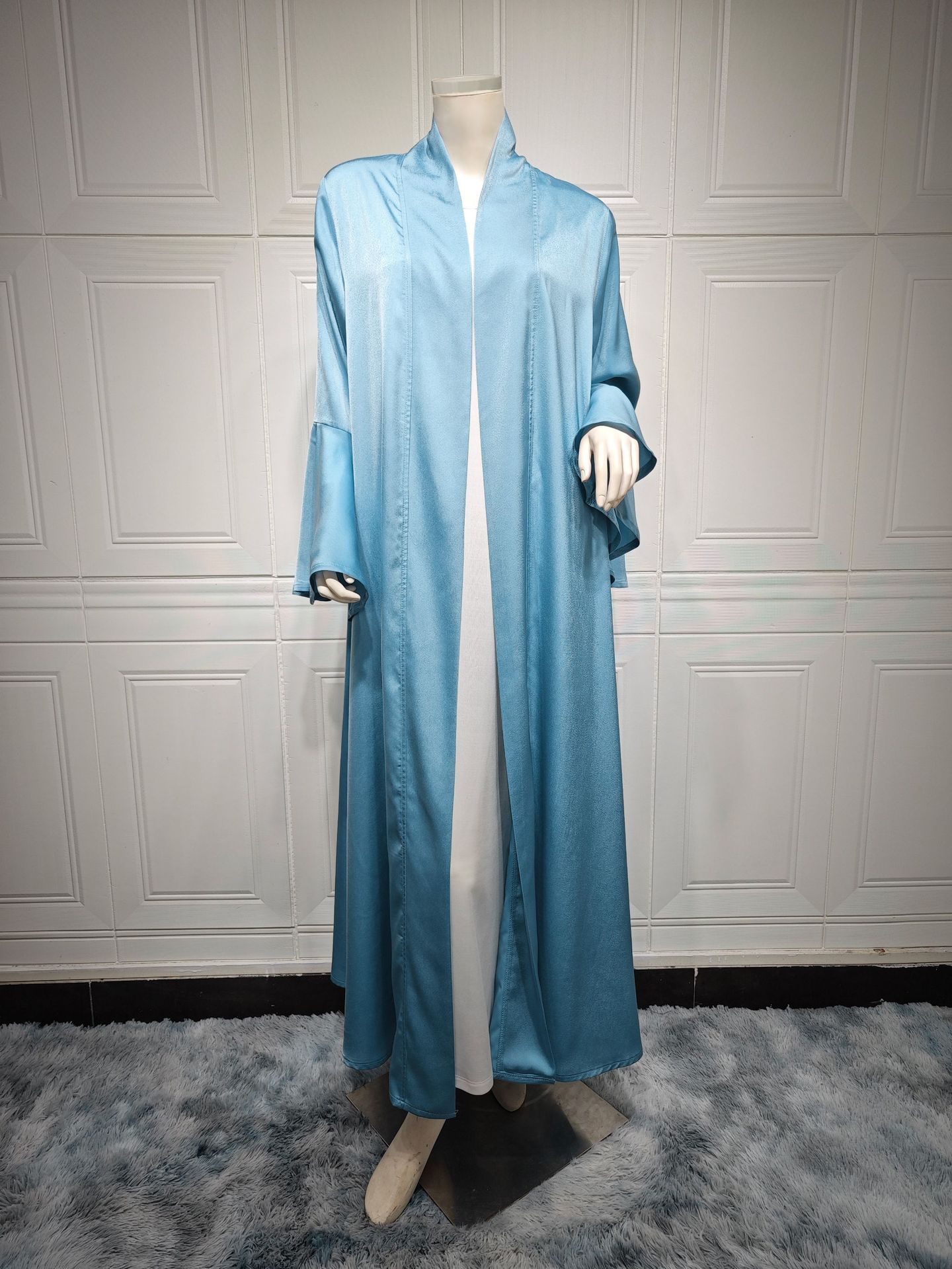 Ruffle Sleeve Solid Color Inverness Middle East Soft Dress | Yazijico™