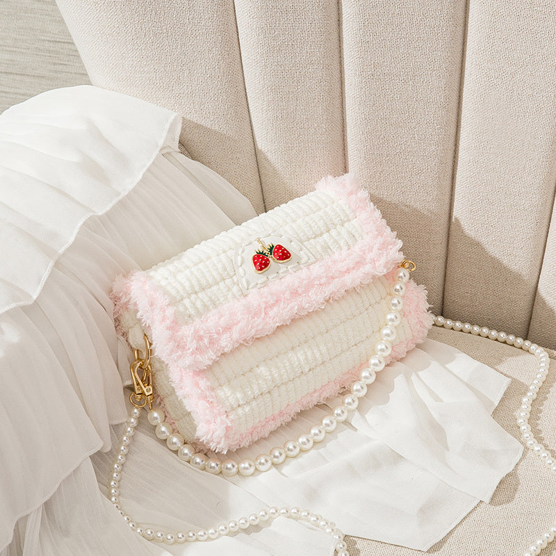 Hand-made knitted Self- Fleece Mesh Material Bag  | Yazijico™