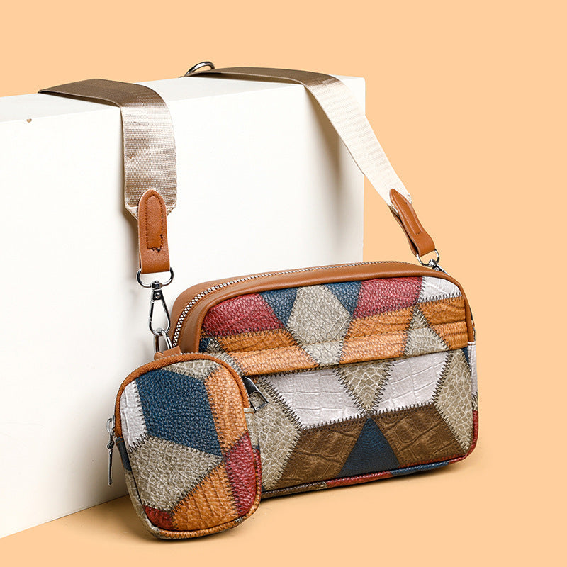Retro Fashion Stitching Contrast Color Small Square Bag | Yazijico™