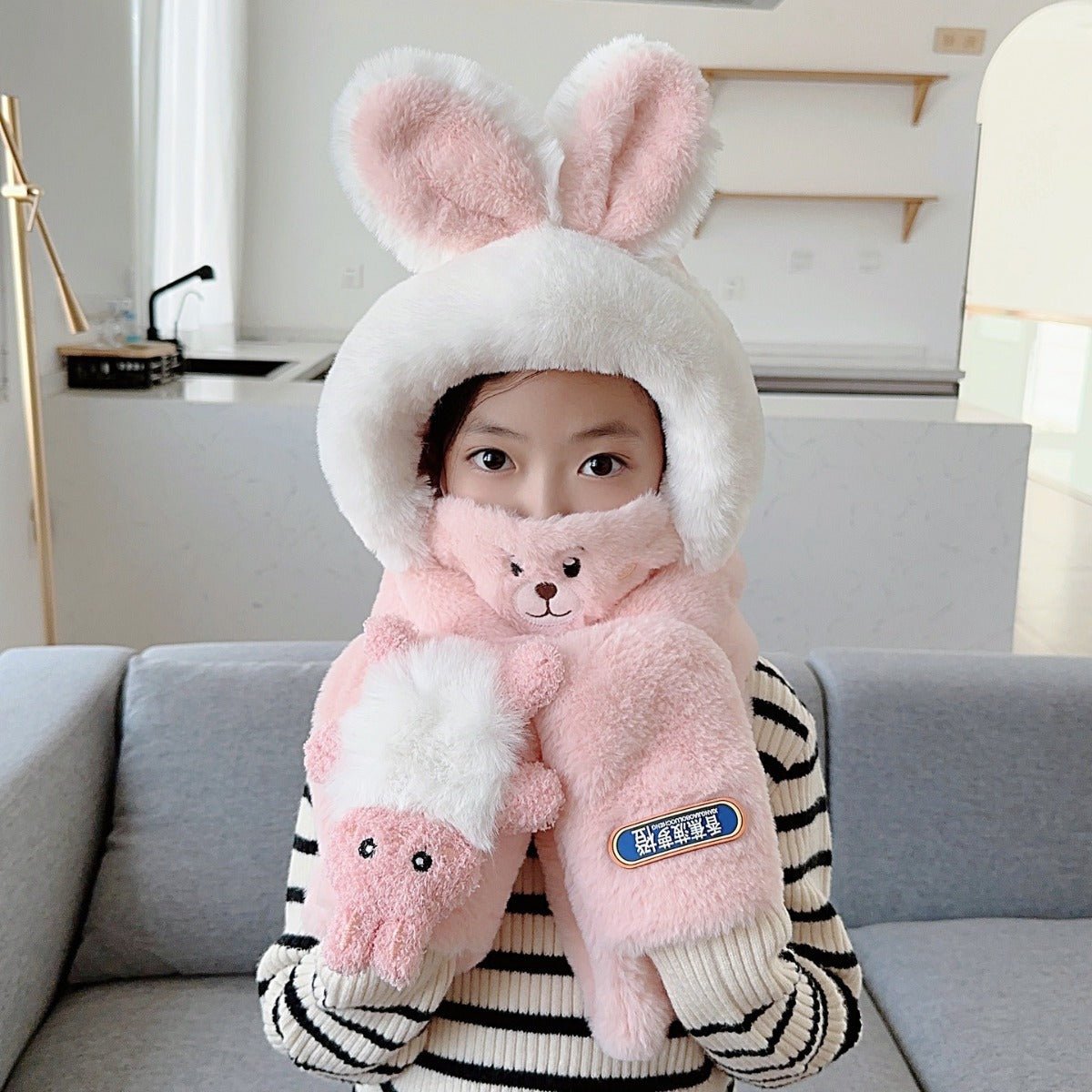 Children's Hat Scarf Gloves One-piece Hat | Yazijico™