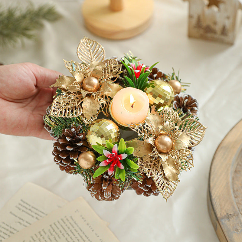 Christmas Candlestick Artificial Wreath Lampstand | Yazijico™