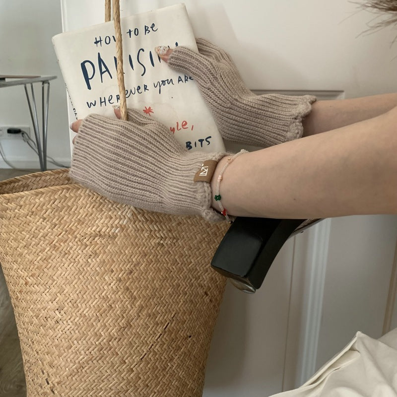 Gants tricotés à la main, mi-doigts | Yazijico™