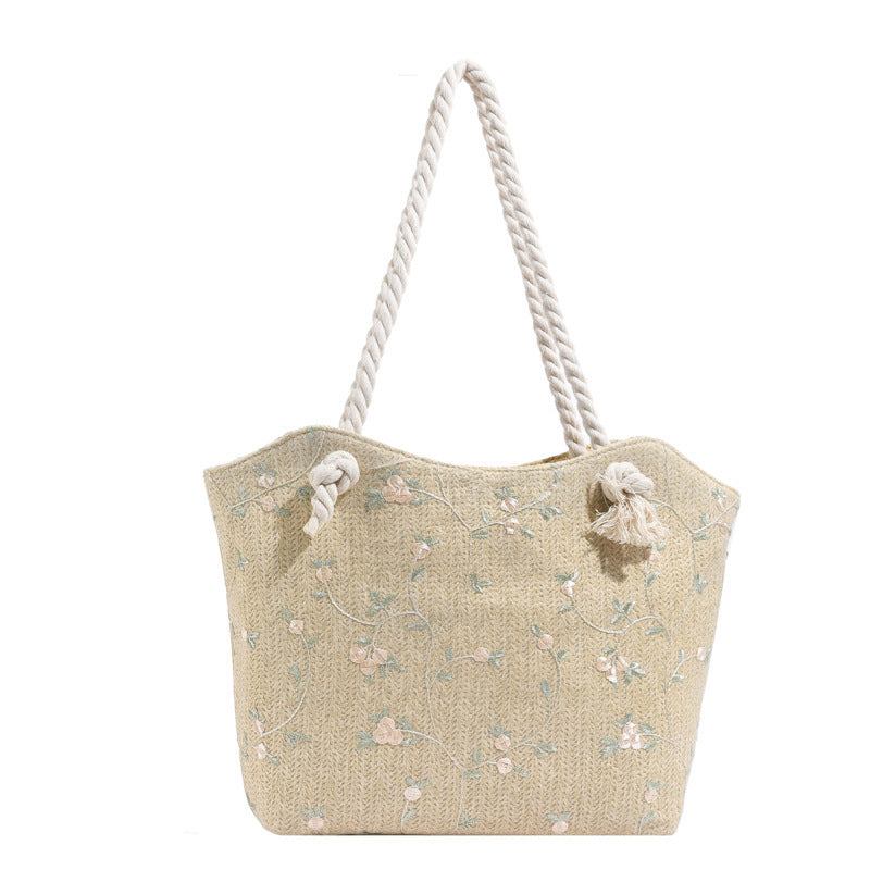 Straw Bag Lace Bag Ins Straw Shoulder | Yazijico™
