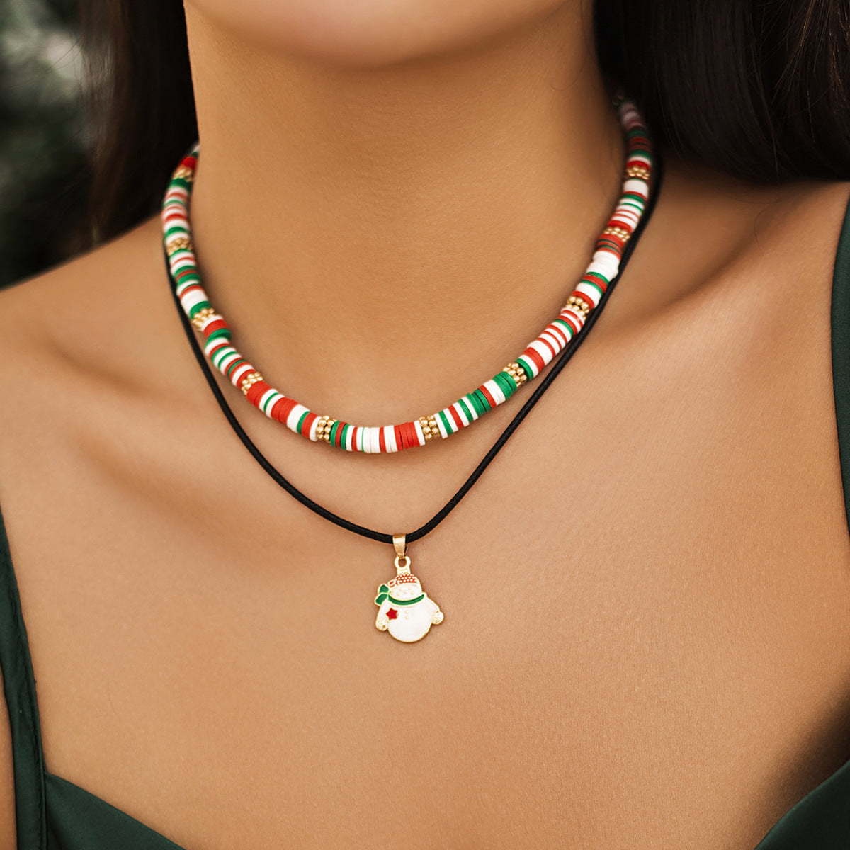 Beaded Women's Necklace Christmas Snowman | Yazijico™