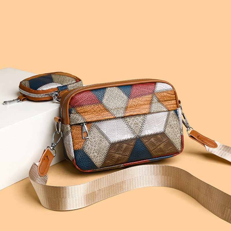 Retro Fashion Stitching Contrast Color Small Square Bag | Yazijico™