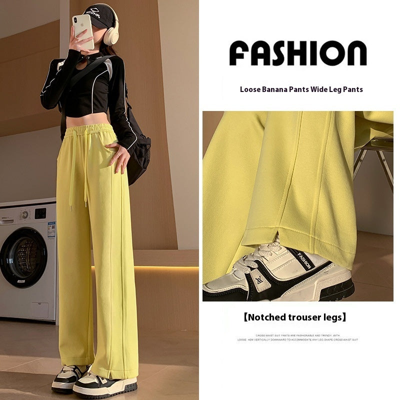 High Waist Long Thin Straight Sports Sweatpants| Yazijico™