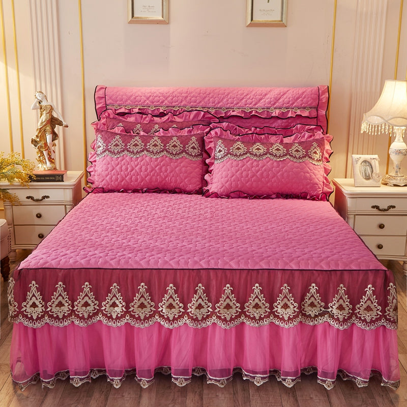 quilted lace bed skirt bed liner