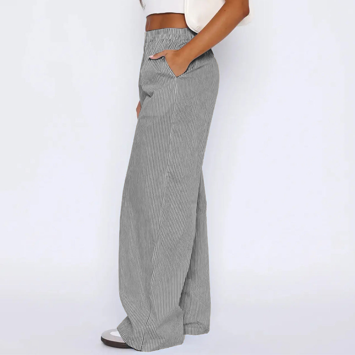 Striped Trousers With Pockets Ins Fashion Casual | Yazijico™