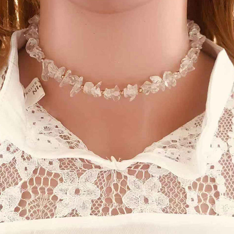 Hand-made Irregular Crystal Short Necklace | Yazijico™