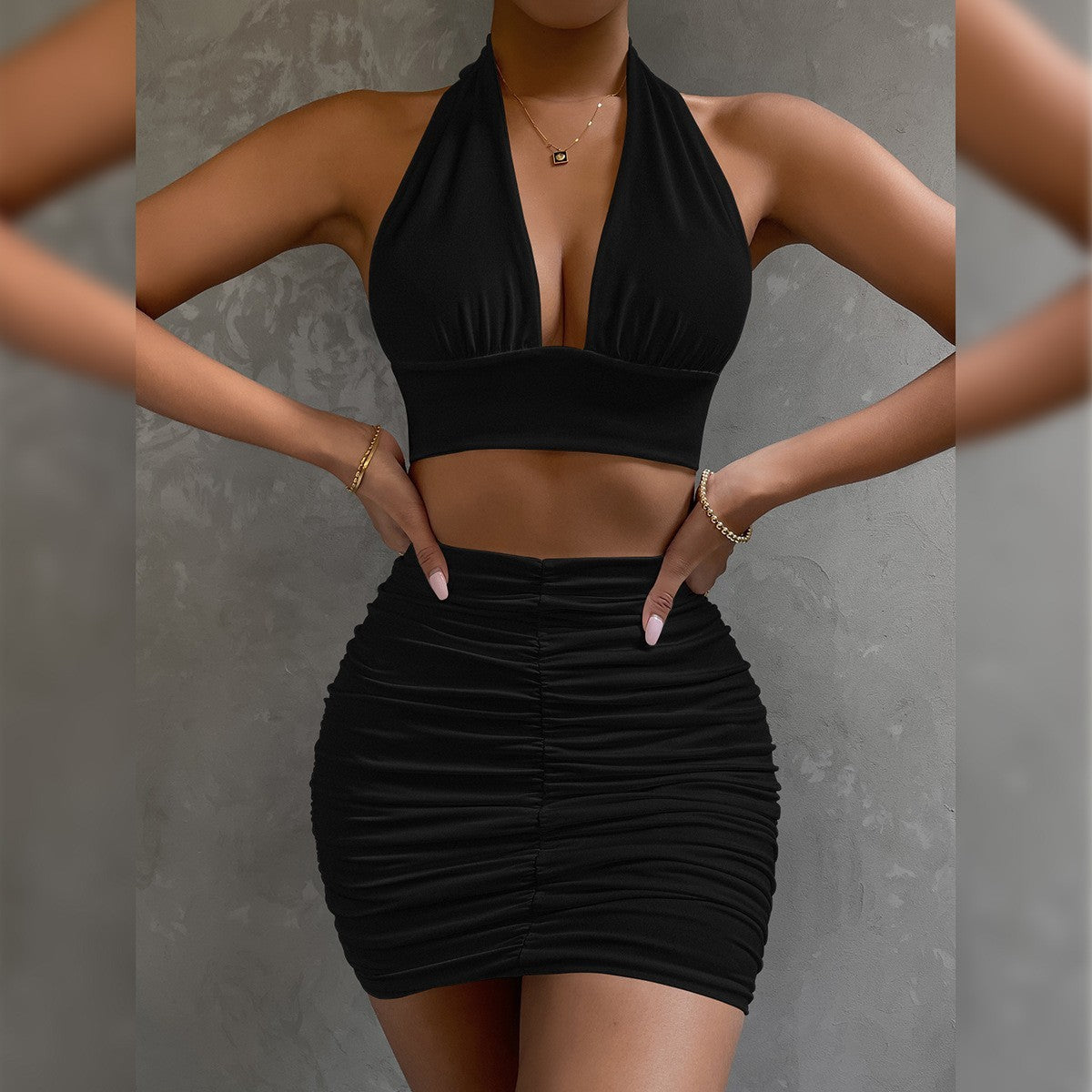 Dress Suits Halter Lace-up Hip Top | Yazijico™