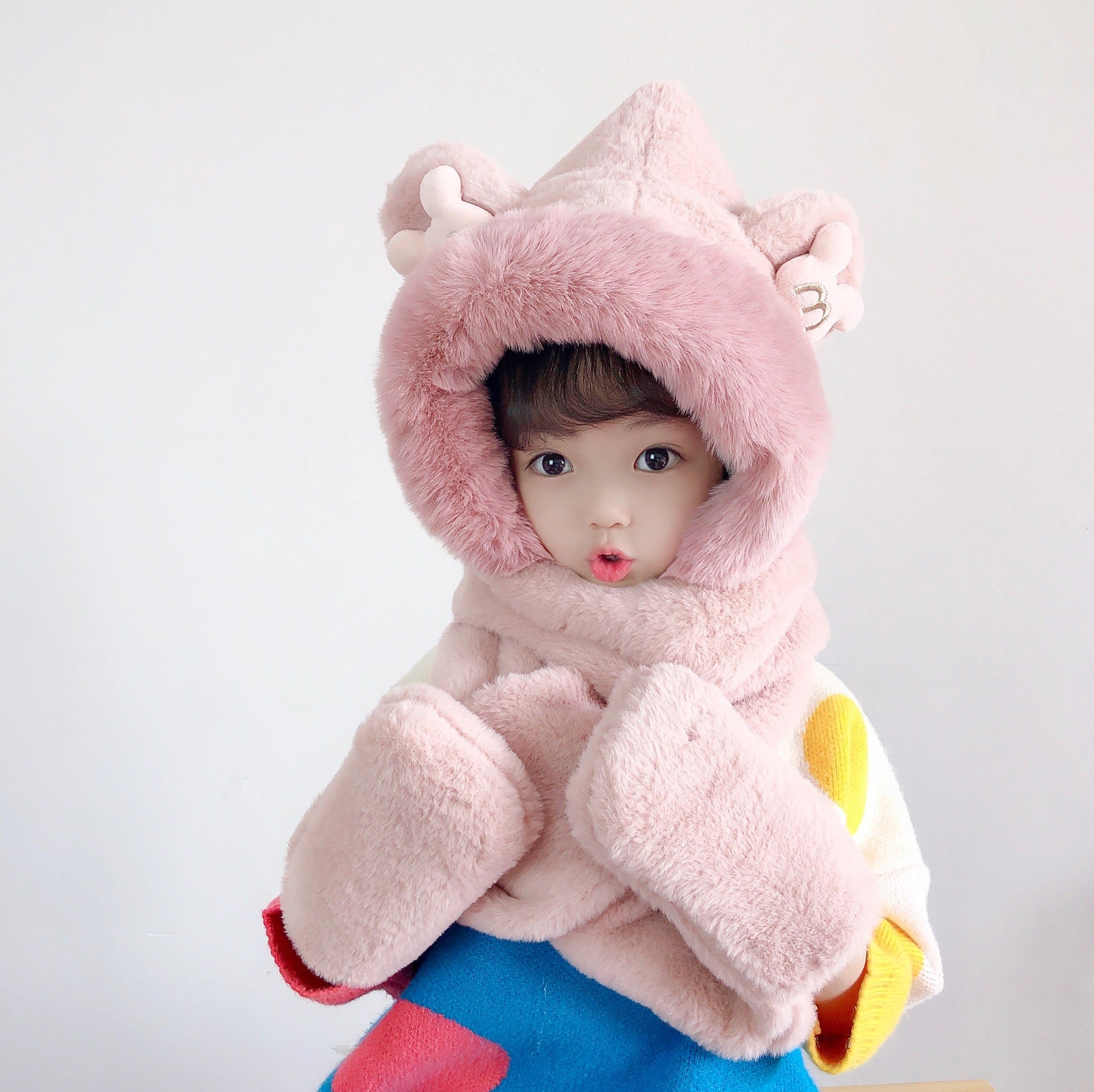 Children's Hat Scarf Gloves One-piece Hat | Yazijico™