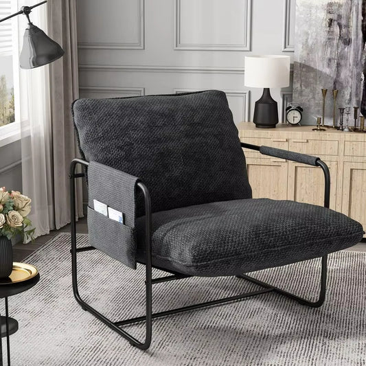 Nordic Style Iron Frame Armchair Reclining | Yazijico™ 