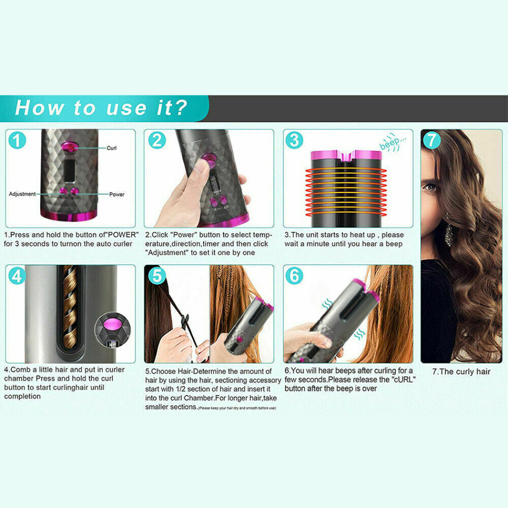 Electric Display Rotating Cordless Hair Curler | Yazijico™ 