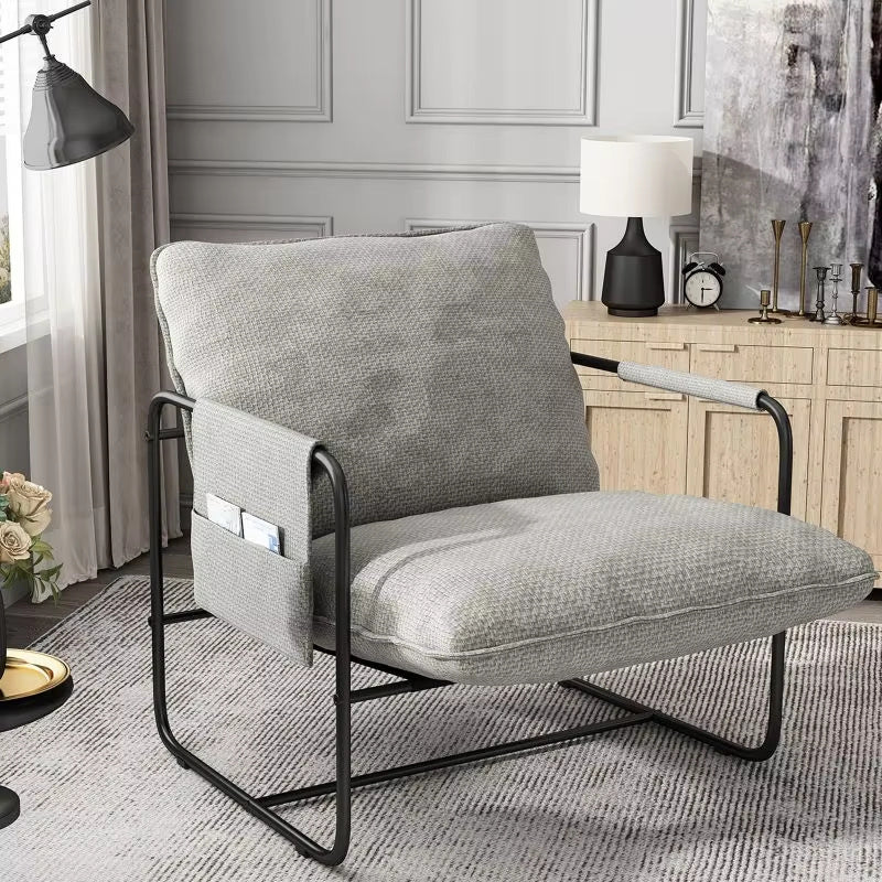 Nordic Style Iron Frame Armchair Reclining | Yazijico™ 