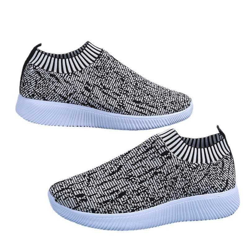 Sneakers Stripe Knit Sock Shoes Flats  Yazijico™ 