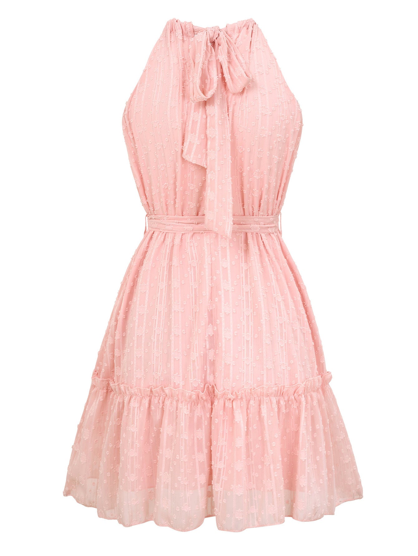 Dress Summer Casual Lace Tie Waist Halterneck   Yazijico™