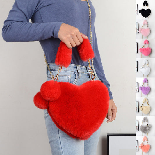Love Bags Soft Plush Handbags Women Party Bag  Yazijico™ 