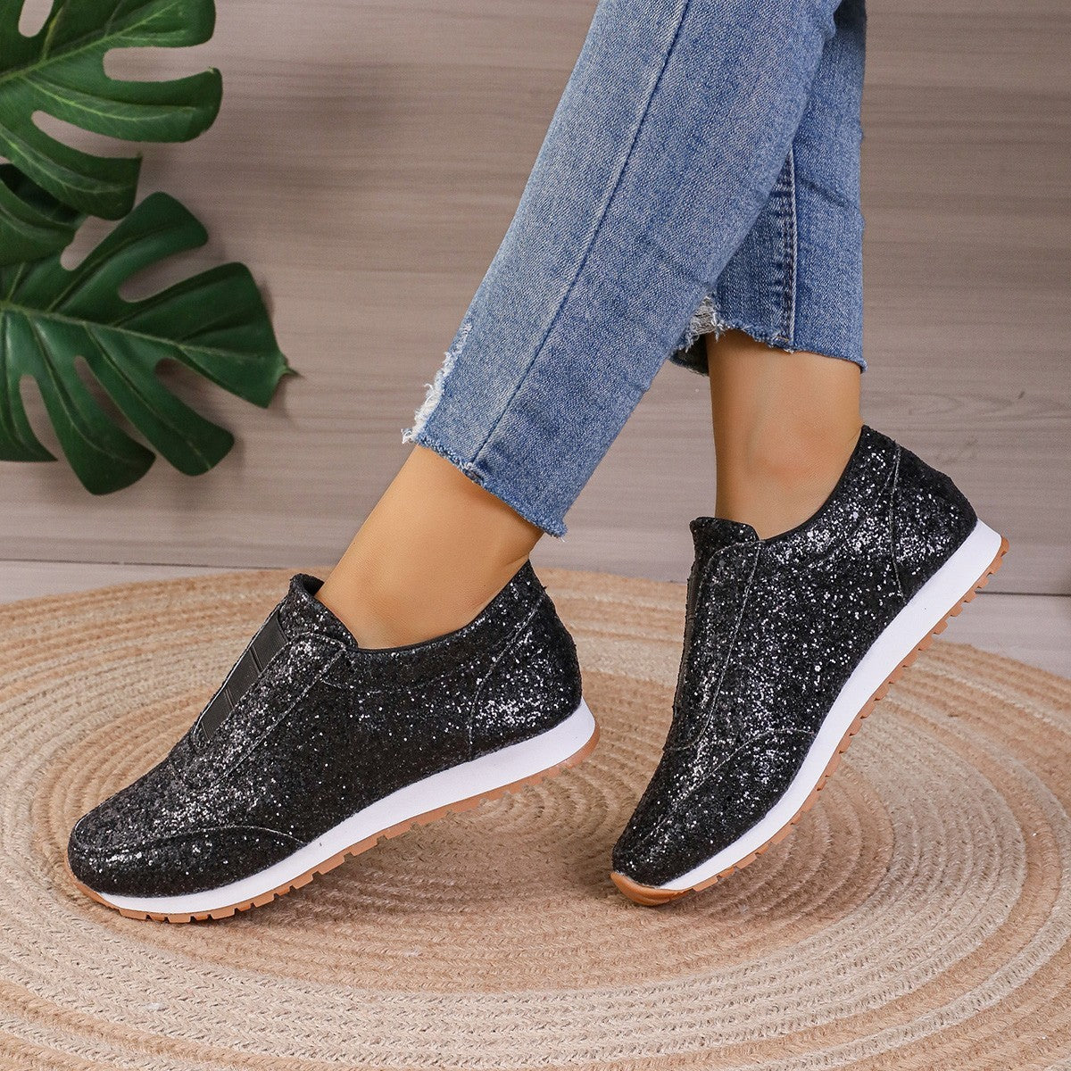 Gold Sliver Sequined Flats Shoes Women  Yazijico™ 